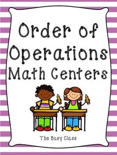 an order of operations poster with two children sitting at desks in front of them