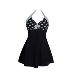 1 Piece Bathing Suit 0094 (Note To Self Med In Yello Bag) Retro Black Swimwear For Summer, Casual Sleeveless Swimwear With Polka Dot Pattern, Casual Sleeveless Polka Dot Swimwear, 1 Piece Bathing Suit, Swim Dress, Note To Self, Bathing Suit, Womens Swim, Bathing Suits