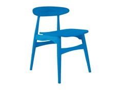 a blue plastic chair on a white background