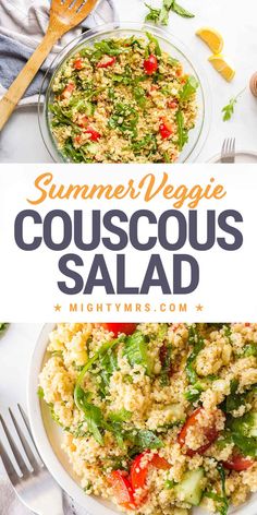 Summer Veggie Couscous Salad Veggie Couscous, Summer Side Dish, Paleo Meal Plan, Red Bell Peppers, Couscous Recipes, Sweet Potato Wedges, Crockpot Soup Recipes, Cold Salad, Couscous Salad