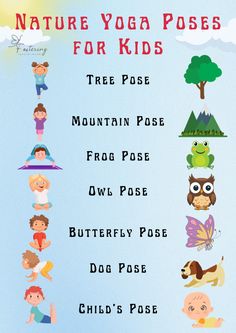 a poster with the words nature yoga poses for kids