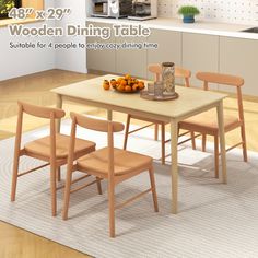 the wooden dining table is available for 4 people to enjoy eating time