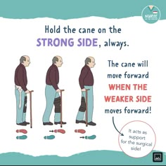 an elderly man with crutches and walking canes is shown in this cartoon