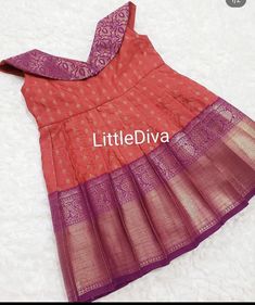 Pattu Frocks For Baby Girl, Baby Frocks Style, Kids Saree, Frocks For Babies, Kids Wear Girls