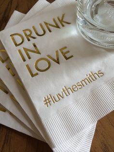 Personalized Napkins Personalized Napkins Bridal Shower Paper Wedding Napkins Custom Monogram Drunk Drunk In Love, Personalized Napkins, Custom Napkins, Cute Wedding Ideas, Wedding Bar, Wedding Napkins