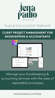 a flyer with the words client project management for bookkeepers and accountants