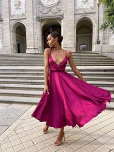 Wedding Guest Dress Small Bust, Berry Color Dress, Magenta Cocktail Dress, Magenta Wedding Guest Dress, Berry Pink Bridesmaid Dresses, Deep Pink Bridesmaid Dresses, Pink Dresses Bridesmaid, Fucsia Dress Outfit Wedding, Pink Silk Dress Outfit