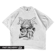 oversized heavyweight y2k shirt. Fast shipping by USPS. SHAKAWEAR box-fit-styled t-shirt originated in the early fashion era of the 90s. Popularized by streetwear, it is an iconic shirt that delivers fashion and style. A classic throwback is made for all generations.   Features FEATURES - Heavy knit - Retro look - 100% Cotton - Oversize fit - 7.5 oz. Fabric Weight - High quality print. Care Instructions - Wash in warm water, max 40C or 105F. - Use non-chlorine bleach only when necessary. - Do not dry clean. - Do not iron. - Tumbe Dry Medium. Every shirt is printed and shipped with care. SHIPPING Shipping worldwide using USPS. Please see at the rate at the checkout. Orders are processed within 1-7 working days after the payment is received. DELIVERY TIMES USA 5-7 working days (depends on yo Oversized Y2k T-shirt With Screen Print, Oversized Y2k T-shirt With Text Print, Oversized Y2k T-shirt With Letter Print, Y2k Style Text Print T-shirt For Streetwear, Oversized Y2k T-shirt With Short Sleeves, Y2k Style Relaxed Fit T-shirt For Streetwear, Oversized Grunge T-shirt For Streetwear, Punk T Shirt, Streetwear T Shirt