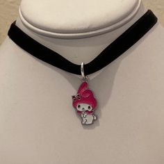 Brand New Handmade My Melody Choker Necklace Silver Tone And Enamel Pendant 1.25 X 1” Pendant 13.5-18 Inch Black Velvet Ribbon Choker / Necklace Bundle & Save! Ribbon Choker Necklace, Choker Necklace Silver, Black Velvet Ribbon, Hello Kitty Bow, Hello Kitty Jewelry, Ribbon Choker, Back Necklace, Locket Charms, Cat Necklace