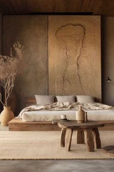 Décor Wabi Sabi pour la chambre parentale Beautiful Bed Designs, Simple Bed Designs, 아파트 인테리어, Dream House Decor