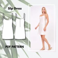 a women's dress sewing pattern with an image of the front and back views