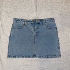 Girls Jean Skirt Blue Mini Denim Skirt, Cute Blue Lined Skirt Bottoms, Blue Denim Mini Bottoms, Blue Mini Casual Skort, Casual Blue Mini Skort, Trendy Blue Mini Skirt For School, Casual Blue Denim Skirt For School, Light Blue Mini Skirt With Pockets, Denim Mini Skirt For School