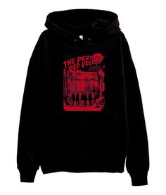 a black hoodie with the words, the flesh eaters written in red on it