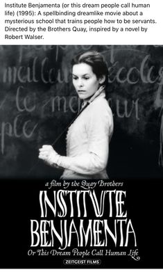 an advertisement for the film instivie benjamenta, which is being advertised as