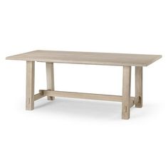 a wooden table with two legs and a white top, on a white background the table is made out of wood