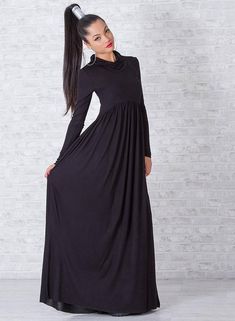 Woman Dress/ Black Dress/ Long Dress/ Long Sleeve Dress/ Maxi | Etsy Long Black Dress Long Sleeve, Long Sleeve Dress Maxi, Winter Maxi Dress, Long Dress Long Sleeve, Black Dress Long Sleeve, Long Sleeve Dress Winter, Black Dress Long, Winter Maxi, Maxi Dress Winter