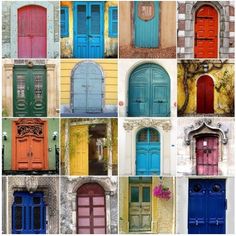 many different colored doors are shown in this collage