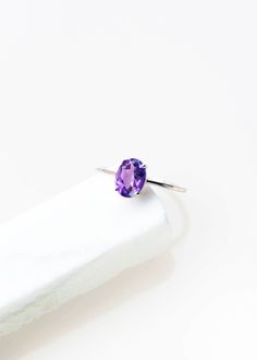 Genuine Amethyst Ring Gemstone Ring February Birthstone Ring | Etsy Modern Birthstone Crystal Ring, Modern Amethyst Anniversary Ring, Modern Crystal Ring With Round Band, Modern Amethyst Ring As Gift, Minimalist Amethyst Birthstone Ring For Anniversary, Minimalist Amethyst Gemstone Ring, Minimalist Amethyst Ring For Anniversary, Modern White Gold Amethyst Ring As Gift, Modern White Gold Amethyst Ring Gift