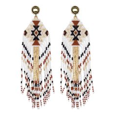 two pairs of beaded earrings with tassels