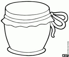 a jar with a bow tied around the top is shown in this coloring book page