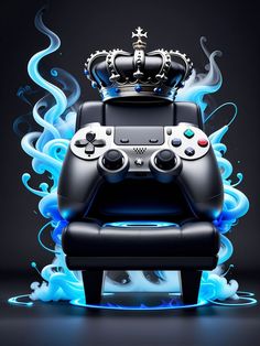 a video game controller with a crown on top