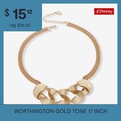 Included: 1 Necklace(s)Jewelry Closure: Lobster ClaspMetal Color: Gold ToneChain Length: 17 InchChain Width: 2.8 MillimetersExtender Length: 3 InchChain Construction: CurbCare: Wipe CleanMetal: BrassNecklace Type: Collar NecklacesCountry of Origin: Imported Collar Necklaces, S Jewelry, Collar Necklace, Gold Tones, Necklaces, Pendant Necklace, Collar, Gold, Color