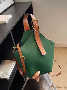 Bird in Bag - Womens PU Leather Shoulder Bag with Decorative Studs, Vintage Tote Bucket Handbag, Classic Body Clutch Bag, Faux Diy Projects To Make And Sell, Black Bucket Bag, Bucket Handbags, Bird In Bag, Color Khaki, Green Bag, Elegant Fashion, Leather Tote, Leather Shoulder Bag