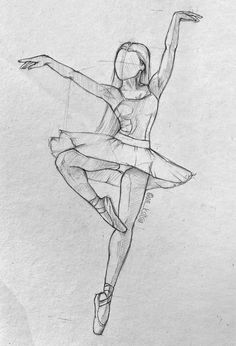 a pencil drawing of a ballerina dancer