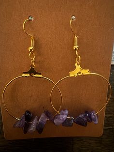 Handmade Amethyst Beaded Hoop Earrings Nickel-free Purple Dangle Hoop Earrings, Purple Nickel-free Dangle Hoop Earrings, Purple Dangle Hoop Earrings With Ear Wire, Purple Dangle Hoop Earrings, Purple Small Hoop Earrings, Purple Bohemian Round Hoop Earrings, Bohemian Purple Round Hoop Earrings, Adjustable Purple Hoop Earrings, Adjustable Purple Round Hoop Earrings