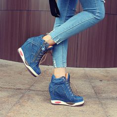 Casual High Ankle Denim Boots, Casual Denim High Heel Boots, Casual High Heel Denim Boots, Trendy High Ankle Denim Boots, Casual Denim Ankle-high Boots, Casual Ankle-high Denim Boots, Blue Boots For Streetwear In Spring, Blue Boots For Spring Streetwear, Casual Medium Wash Denim Boots