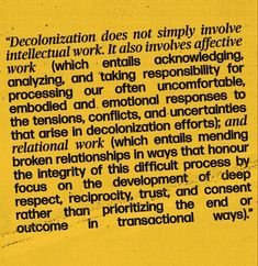 a yellow background with black text on it that says, deplanition does not simply involve interlectional work it also involves effective