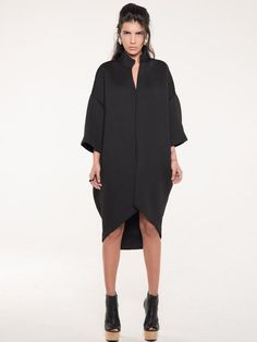 Asymmetric Jacket Wrap/Kimono/Black Evening Coat/Cardigan/Futuristic Clothing/Kimono Plus Size/Plus Black Outerwear With Kimono Sleeves For Winter, Black Winter Outerwear With Kimono Sleeves, Black Outerwear With Kimono Sleeves For Work, Black Kimono Sleeve Outerwear For Work, Black Oversized Structured Outerwear, Black Oversized Outerwear For Evening, Oversized Black Outerwear For Night Out, Oversized Black Outerwear With Kimono Sleeves, Oversized Black Asymmetrical Outerwear