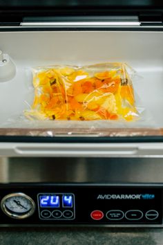 the food is wrapped in plastic and ready to be put into the oven for cooking