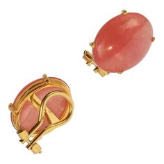 This is part of Chairish’s Costume Jewelry assortment.  Elegant Rhodochrosite Oval Cabochon Earrings – Gold Rhodium over Sterling Silver  Discover the beauty of Rhodochrosite with these stunning oval cabochon earrings, exquisitely set in gold rhodium over Sterling Silver. These earrings feature a comfortable lever back design in addition to a post, ensuring both ease of wear and security. With a total weight of 16.71 carats, these earrings boast impressive 15 x 12mm gemstones that are perfect fo Luxury Oval Pink Earrings, Luxury Pink Oval Earrings, Pink Oval Hallmarked Earrings, Luxury Oval Cabochon Gemstone Earrings, Oval Cabochon Clip-on Earrings Gift, Oval Gemstone Clip-on Earrings For Gifts, Luxury Oval Clip-on Earrings For Gift, Cabochon Earrings, Earrings In Gold