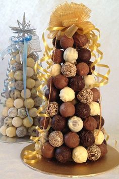 a christmas tree made out of chocolates and nuts