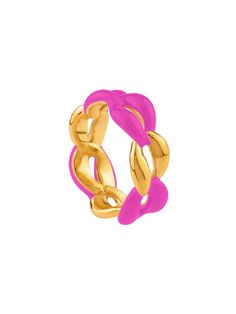 Handcrafted in 24k gold plated bronze and enamel, they're new classics you can’t go without in your wardrobe! Stack these beauties up Pebble Ring, Pink Forest, Link Ring, Linking Rings, Pink Lipstick, Gold Link, India Jewelry, Everyday Rings, Ring Size Guide