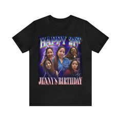 a black t - shirt with an image of the cast of meany's birthday