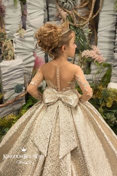 Gold Flower Girl, Girls Gold Dress, Girls Pageant Gowns, Illusion Sleeves, Girls Communion Dresses, Pink Flower Girl Dresses, Princess Flower Girl Dresses, Girls Pageant Dresses, Gold Brocade