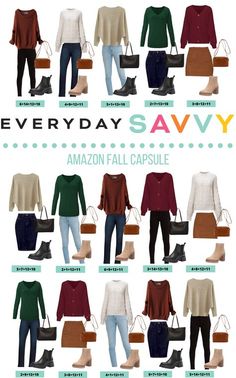 Everyday Savvy Capsule Wardrobe, Easy Daily Outfits, Business Casual Capsule Wardrobe Fall, Fall Colored Outfits Women, Teacher Capsule Wardrobe Fall 2024, Amazon Capsule Wardrobe 2024, Fall Outfits Women Amazon, 40 Year Old Womens Fashion Winter, Amazon Fall Fashion 2024