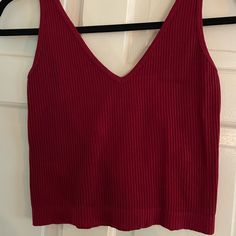 Free People Brami. Never Worn, Cute Ribbed Tank Top With V-Neck Line. Smoke Free Home Burgundy V-neck Top For Summer, Casual Red V-neck Tank Top, Red V-neck Crop Top For Spring, Summer Burgundy V-neck Top, Burgundy V-neck Summer Top, Red Stretch V-neck Tank Top, Red Seamless Crop Top, Trendy Red V-neck Crop Top, Seamless Red Crop Top