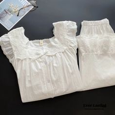 Shop Ever Lasting's high quality, soft, cozy and stylish bedding sets and start your next room makeover. Buy White Lace Ruffle Cottage Pajama Set and enjoy its softness and quality. Our collections include duvet covers, comforters and bed sheets. Enjoy free US and international shipping.