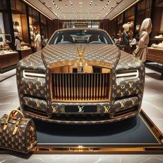 a luxury car on display in a store