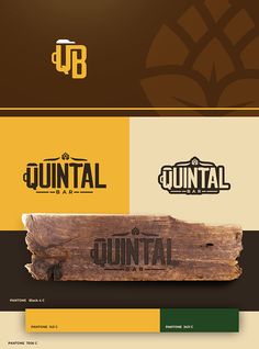 the logo for an outdoor bar called quintal is shown in three different colors