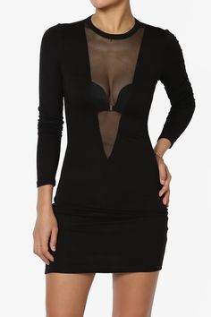 Everly Sheer Panel Bodycon Mini Dress BLACK_1 V-neck Mini Dress With Sheer Sleeves For Night Out, Sheer Long Sleeve Stretch Mini Dress, Sheer V-neck Bodycon Dress For Night Out, Sheer Long Sleeve Stretch Bodycon Dress, Mesh Mini Dress With Sheer Sleeves For Night Out, Stretch Bodycon Dress With Mesh Sleeves For Night Out, Sheer Long Sleeve Bodycon Dress For Club, Date Night Mesh Bodycon Dress With Sheer Sleeves, Black Long Sleeve Mesh Dress For Club