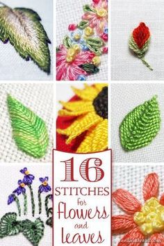 the cover of 16 stitches for flowers and leaves