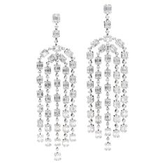 White Gold Set, Expensive Jewelry, Baguette Cut Diamond, Antique Diamond, Baguette Cut, Gold Set, Pendant Earrings, Diamond Gemstone, Chandelier Earrings