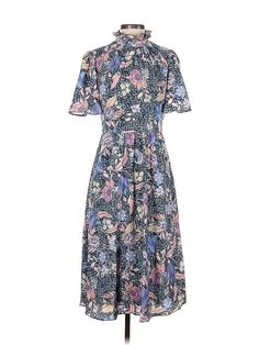 Julia Jordan Casual Dress Size: 2 Blue Dresses - used. 100% POLYESTER, Collared, Print, Midi/Calf Length, Short Sleeve | Julia Jordan Casual Dress: Blue Print Dresses - Used - Size 2 Blue Floral Short Sleeve Dress For Garden Party, Blue Floral Short Sleeve Dress For Daywear, Blue Floral Print Midi Dress For Daywear, Blue Floral Dress, Flowy Fit With Short Sleeves, Blue Short Sleeve Dresses For Garden Party, Elegant Blue Floral Dress With Short Sleeves, Blue Floral Print Maxi Dress With Short Sleeves, Blue Lined Maxi Dress For Garden Party, Blue Short Sleeve Maxi Dress For Garden Party