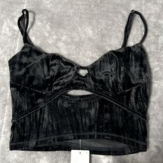 Never Been Worn, New With Tags! This Top Is Super Comfortable And The Velvet Is Super Soft. The Straps Are Adjustable. Size Xs Fitted Crop Top By Urban Outfitters For Night Out, Fitted Urban Outfitters Crop Top For Night Out, Fitted Black Crop Top By Urban Outfitters, Urban Outfitters Party Crop Top, Urban Outfitters Cropped Crop Top For Party, Urban Outfitters Black Cropped Crop Top, Urban Outfitters Black Cropped Top, Casual Party Crop Top From Urban Outfitters, Urban Outfitters Cropped Tops For Night Out