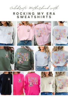 the rockin'my era sweatshirts sewing pattern is shown in many different colors