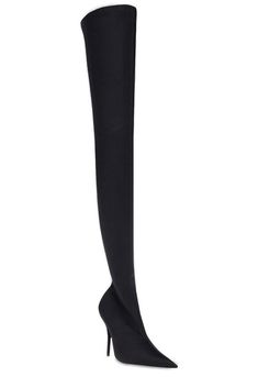 Upper: 78% Polyamide, 22% Elastane Lining: 100% Textile Sole: 100% Leather Sleek Over-the-knee Evening Boots, Chic Fitted Knee-high Heeled Boots, Fitted Knee-high Boots With Sculpted Heel For Fall, Luxury Fitted Knee-high Boots For Winter, Luxury Fitted Knee-high Boots For Fall, Chic Thigh High Heeled Boots, Luxury Fitted Winter Boots, Chic Fitted Over-the-knee Boots, Luxury Fitted High Heel Knee-high Boots